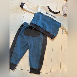 Little Man Kids Matching Set - Blue and Black